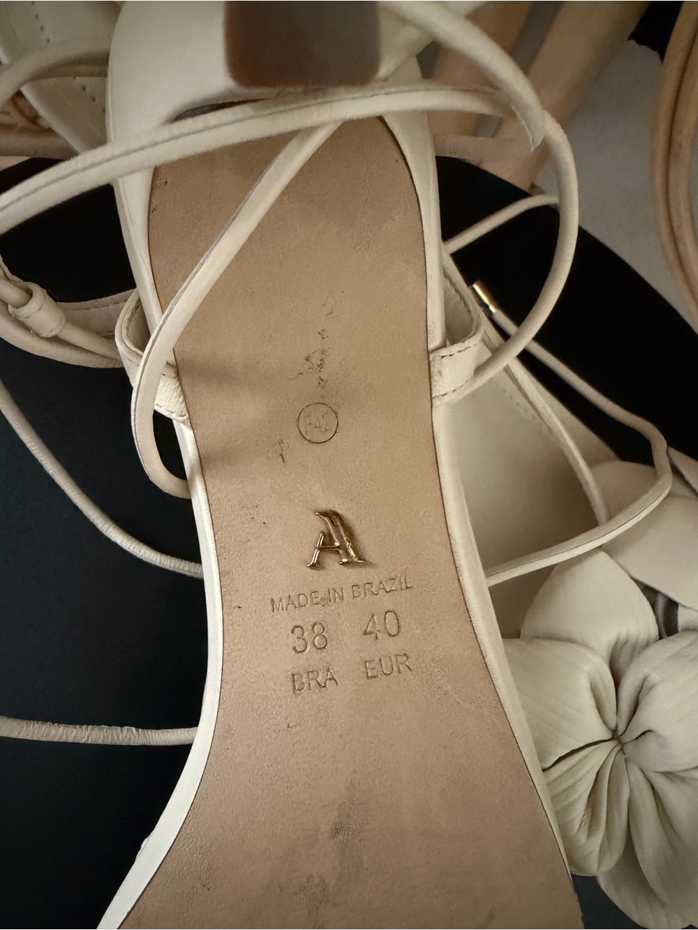 AREZZO | White Leather Flower Wrap-Around Sandals - Picture 4 of 5